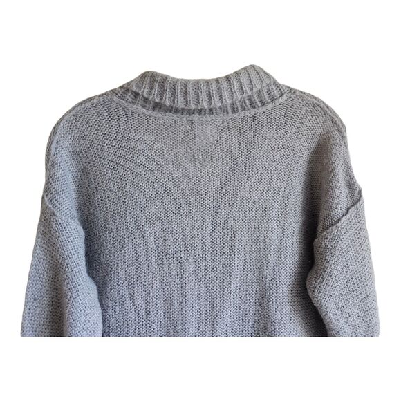 J. CREW Women's XS Dolce Sweater Mohair Wool Blend Gray Fluffy Shawl Collar 36" - Picture 6 of 7